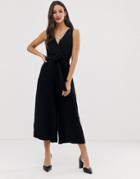French Connection Sleeveless Belted Jumpsuit-black