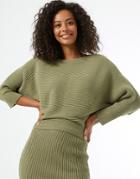 Miss Selfridge Slouch Sweater In Khaki-green