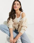 Y.a.s Textured Knit Cardigan In Pale Pink