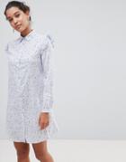 Qed London Floral Print Shirt Dress - Blue