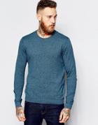 Asos Crew Neck Sweater In Cotton - Denim Twist