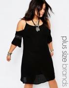 Missguided Plus Cold Shoulder Cheese Cloth Dress - Black