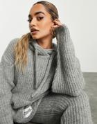 Asos Design Weekend Collective Knitted Ribbed Hoodie In Gray-grey