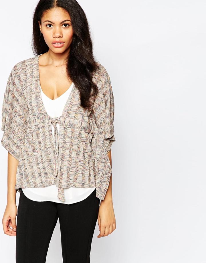 Vero Moda Rainbow Kimono - Light Gray