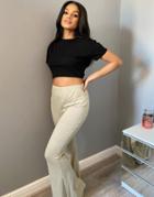 Missguided Two-piece Flare Pants In Sage Gray-green