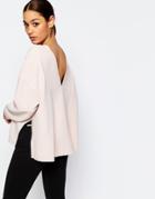 Asos Oversize Top With Side Split And V Back - Nude