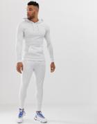 Asos Design Tracksuit Muscle Hoodie/extreme Skinny Sweatpants In White Marl - White