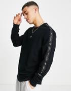Hollister Central And Tape Logo Crew Neck Sweatshirt In Black