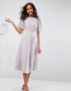 Asos Wedding Delicate Lace Applique Midi Dress - Multi