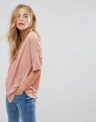 Asos Slouchy Oversized T-shirt In Rib - Pink
