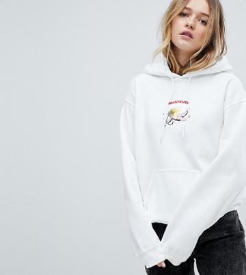 Adolescent Clothing Valentines Hoodie With Whatever Print & Cherub Embroidery - White