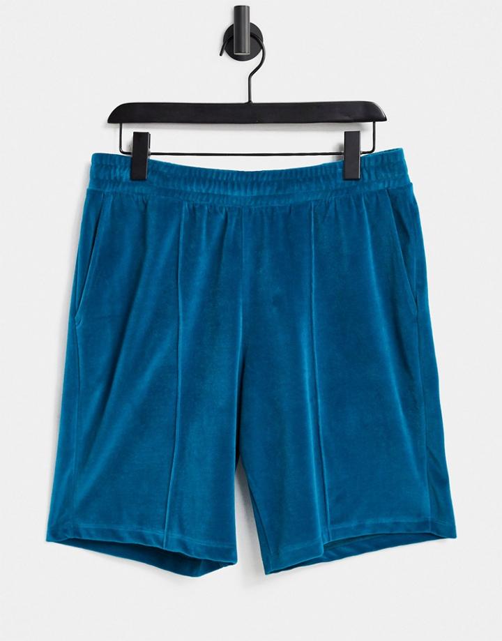 Asos 4505 Unisex Oversized Shorts In Velour-green
