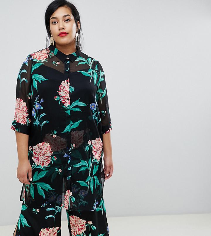 Junarose Floral Long Shirt - Multi