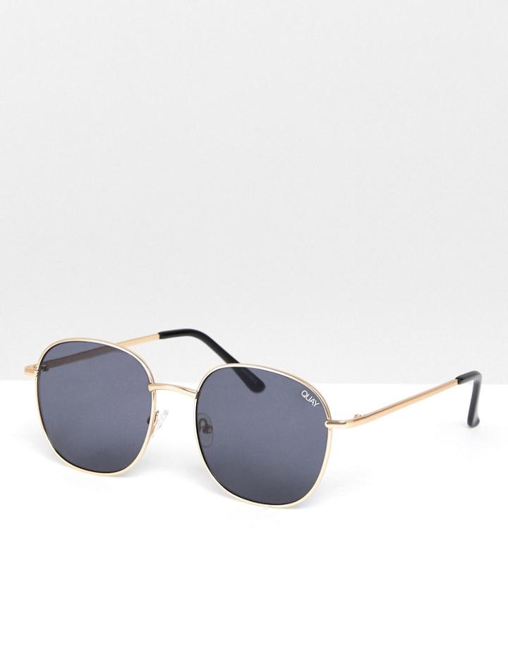 Quay X Love Island Australia Jezabell Round Sunglasses In Gold/smoke