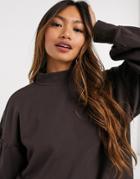 Vero Moda High Neck Sweatshirt In Chocolate Brown