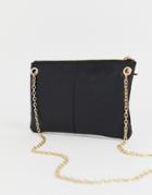 Oasis Leather Clutch Bag With Chain - Black
