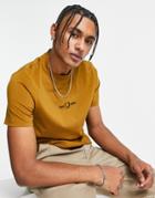 Fred Perry Embroidered Logo T-shirt In Tan-brown