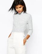 Asos Sweater In Rib With High Neck - Gray