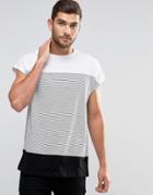 Asos Oversized Sleeveless T-shirt With Stripe Panel