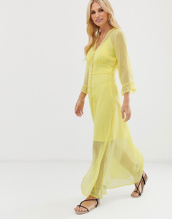 Y.a.s Texture Button Through Maxi Dress - Yellow