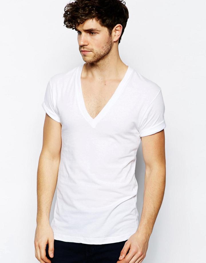 American Apparel V-neck T-shirt In Sheer Jersey - White