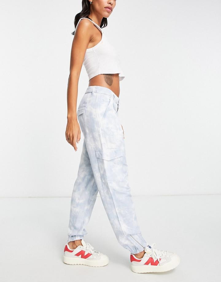 Guess Cargo Chino Pants In Blue Tie Dye