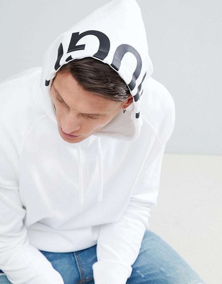 Hugo Exploded Logo Hoodie Sweat In White - White