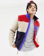 Penfield Mattawa Color Block Borg And Nylon Fleece Jacket In Beige Multi - Beige