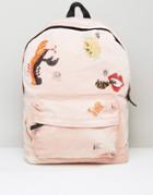 Asos X Lot Stock Backpack With Embroidery - Pink