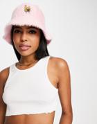 Asos Design Spongebob Fluffy Bucket Hat In Pink