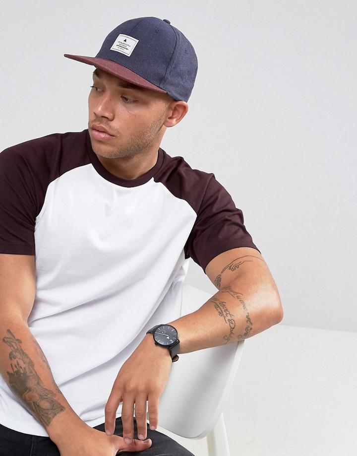 Asos Snapback Cap In Navy Jersey With Contrast Peak - Navy