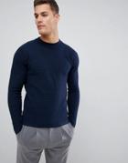 Selected Homme Knitted Sweater With Structured Waffle - Navy