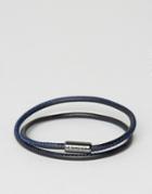 Boss By Hugo Boss Leather Wrap Bracelet In Black/blue - Black