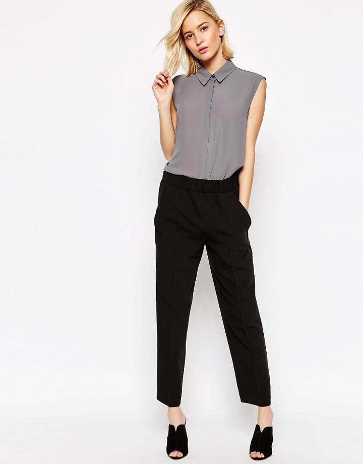 Asos Relaxed Slim Trousers - Black