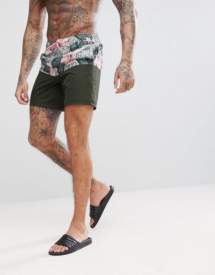 Asos Swim Short In Cut And Sew Floral Mid Length - Multi