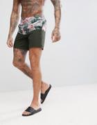 Asos Swim Short In Cut And Sew Floral Mid Length - Multi