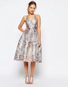 Asos Salon Metallic Jacquard Midi Prom Dress - Multi