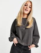 Urban Bliss Balloon Sleeve Sweatshirt In Charcoal-grey
