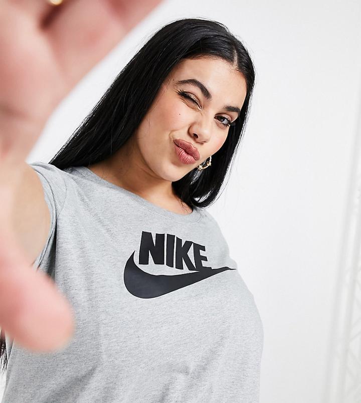 Nike Plus Essential Futura Logo T-shirt In Gray-grey