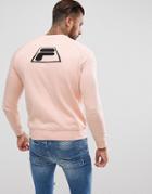 Fila Black Sweatshirt With Applique Back Logo In Pink - Pink