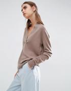Asos White 100% Cashmere Deep V-neck Sweater - Brown