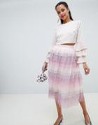 Chi Chi London Tiered Midi Skirt - Multi