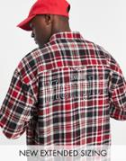 Asos Design 90s Oversized Brushed Flannel Check Shirt With City Print-black