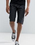 Threadbare Cropped Coated Denim Shorts - Black
