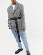 Asos Design Wide Long Ended Belt In Black And D-ring - Black