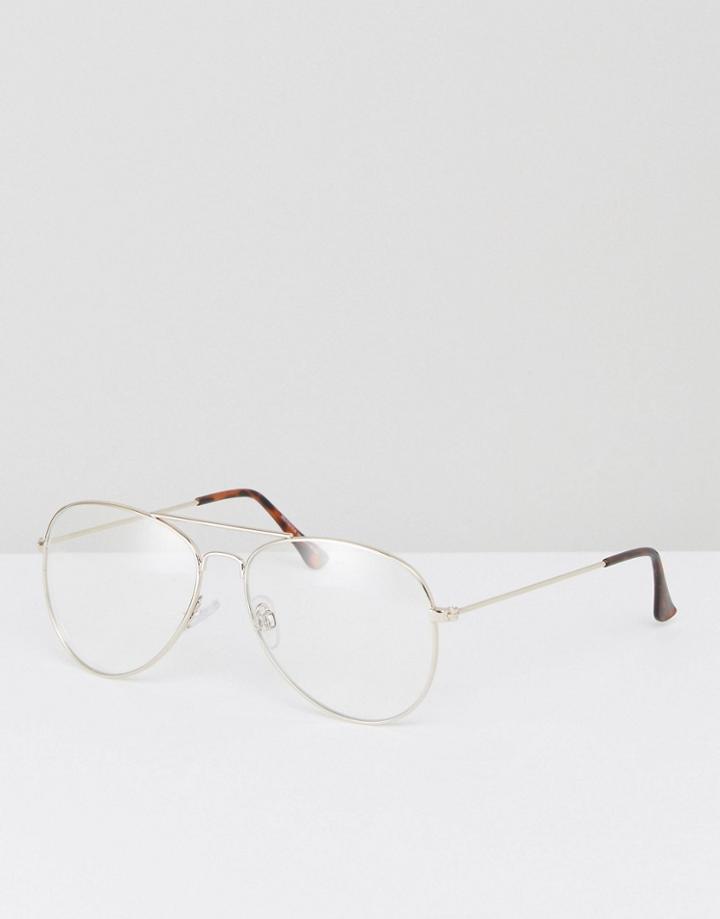 Bershka Aviator Clear Lens Sunglasses - Clear