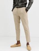 Twisted Tailor Tapered Cropped Suit Pants In Stone