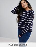 Brave Soul Plus Striped Sweater - Navy