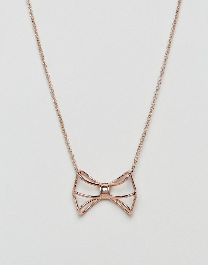 Ted Baker Geometric Bow Pendant Necklace - Gold