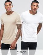 Asos 2 Pack Muscle T-shirt With Crew Neck - Multi